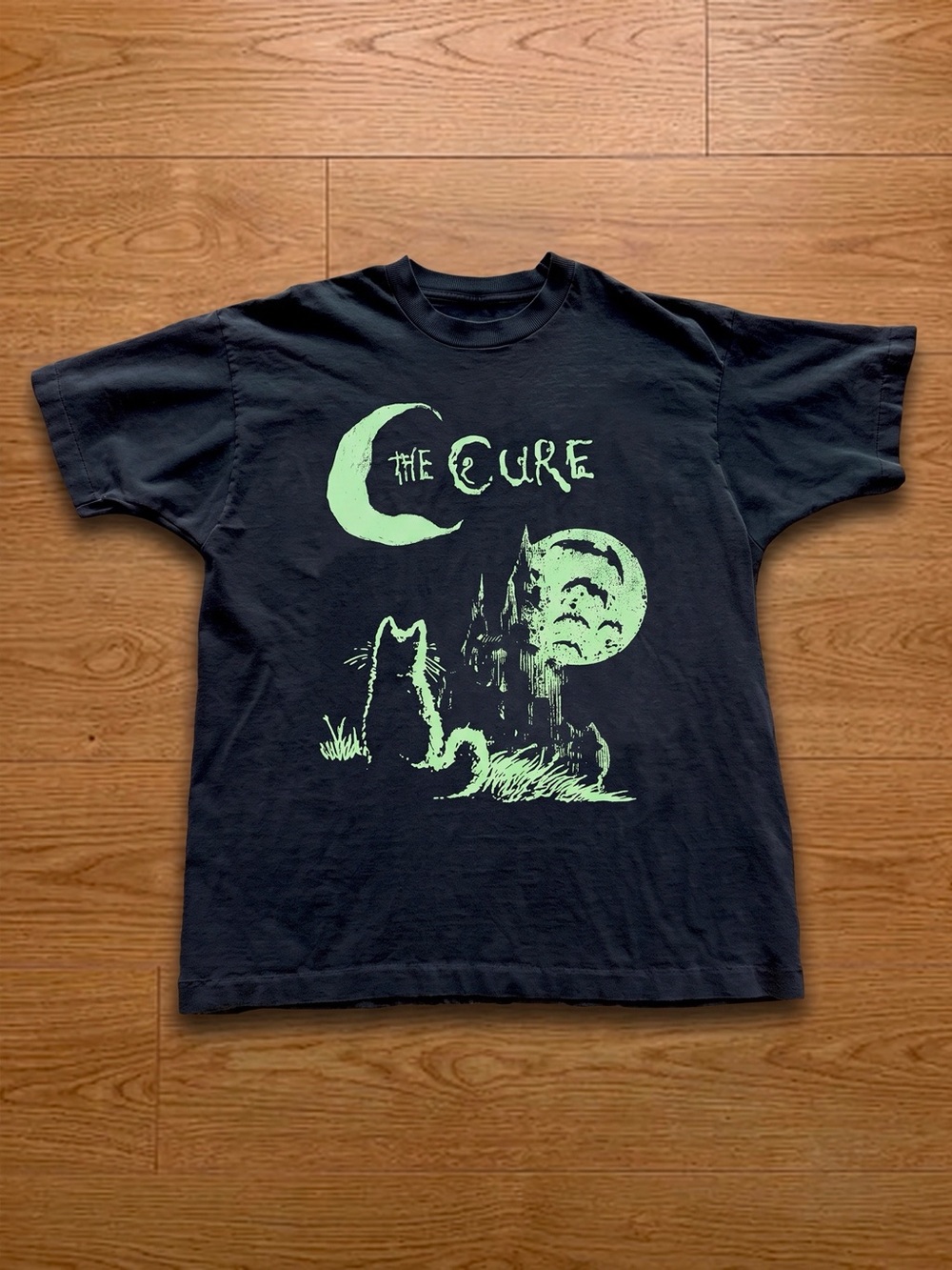 The Cure Cat Moon Castle Goth Post-Punk Black Band Graphic T-Shirt